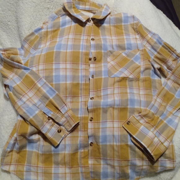 Aeropostale Plaid Button Down Shirt - Blue and Tan - Picture 1 of 3